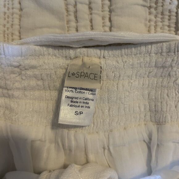 L*Space Shorts Ioana Paperbag White Small Solid Textured Summer Set Pockets Belt - Picture 9 of 10